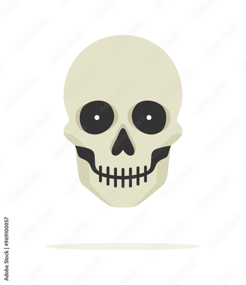 Spooky Halloween skull isolated on white background. Flat vector illustration Spooky Halloween skull isolated on white background. Flat vector illustration
