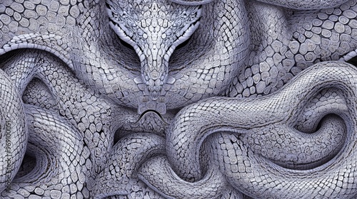 Vibrant Abstract Snake Design Gray Ethnic Style Grey Female Serpent Continuous Pattern Texture Crocodile Skin Appearance Repeating Snake Skin Motif