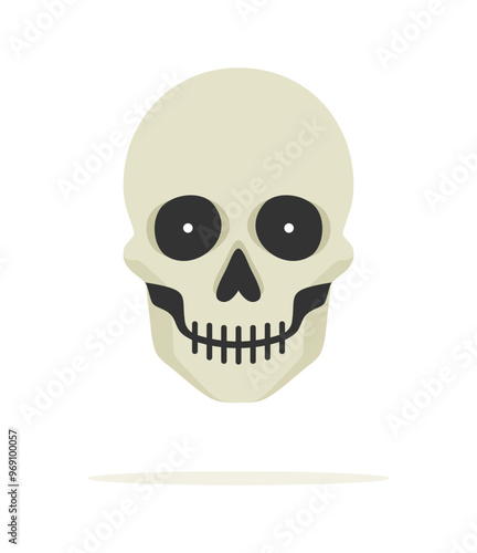 Spooky Halloween skull isolated on white background. Flat vector illustration