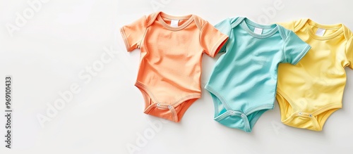 Sea colored baby rompers with blank space isolated on a white background. with copy space image. Place for adding text or design photo