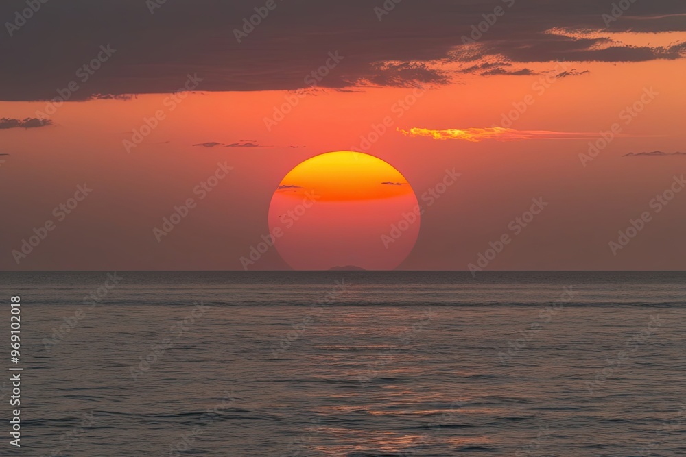 Breathtaking Ocean Sunset with Simple Background View Breathtaking Ocean Sunset with Simple Background View