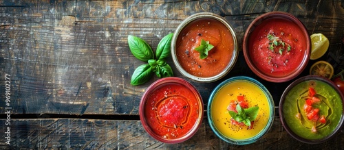 Colored bowls filled with t...
