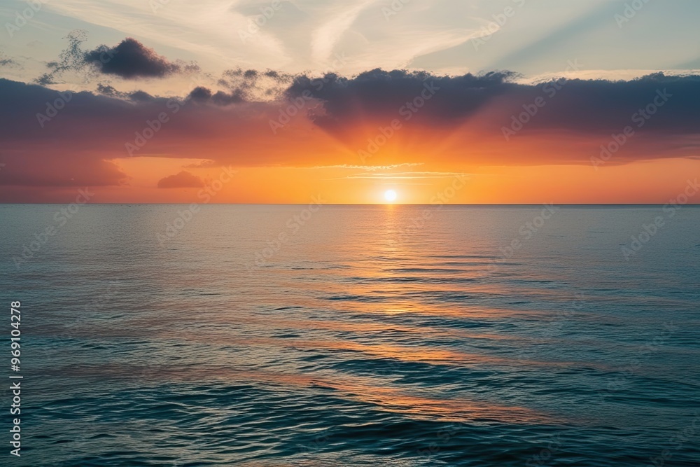 Obraz premium Radiant Sunrise Over Tranquil Seas with Color Splash