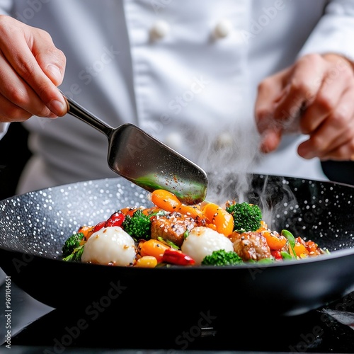 Vibrant Wok Stir Fry with Chicken and Vegetables photo