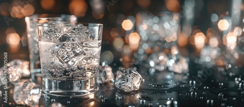 Three vodka shots with ice ...