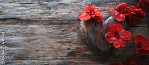 red flowers alongside a woo...