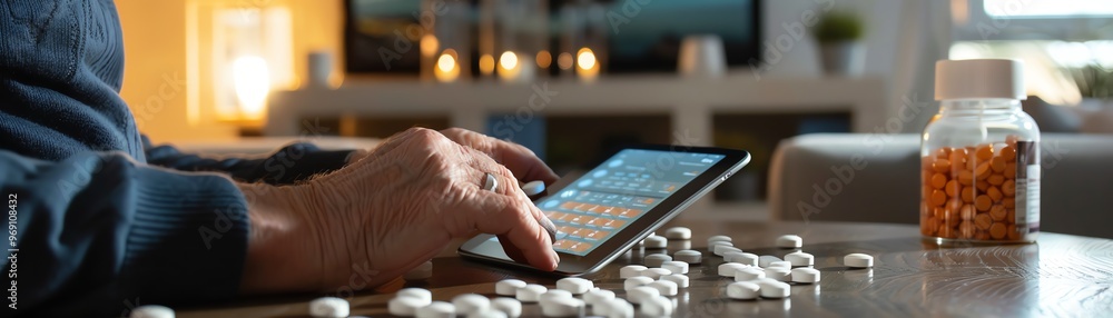 A patient using a smart pill organizer A patient using a smart pill organizer