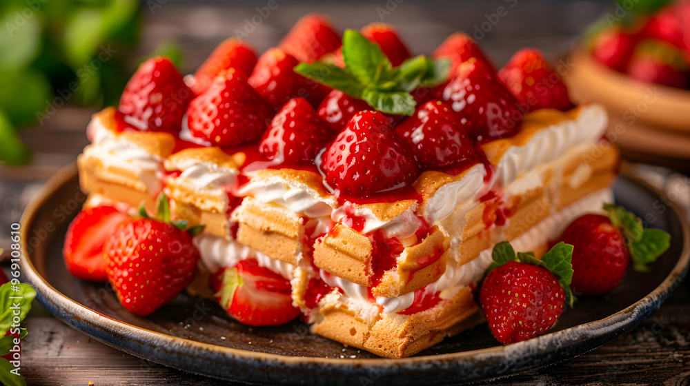 Strawberry Yogurt Topped Meringue Cake Shown Strawberry Yogurt Topped Meringue Cake Shown