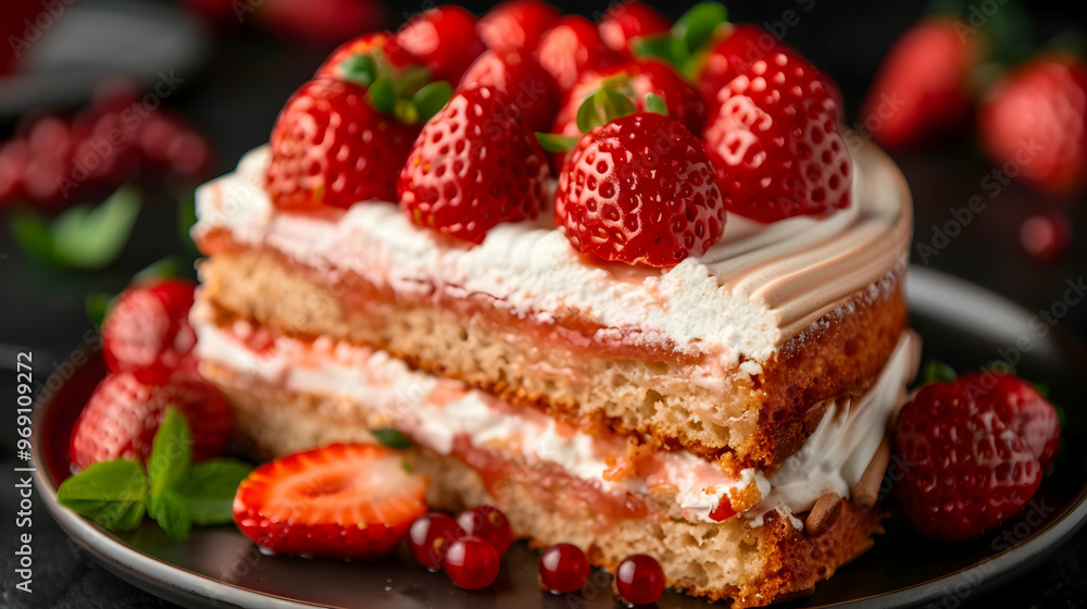 Strawberry Yogurt Topped Meringue Cake Shown Strawberry Yogurt Topped Meringue Cake Shown