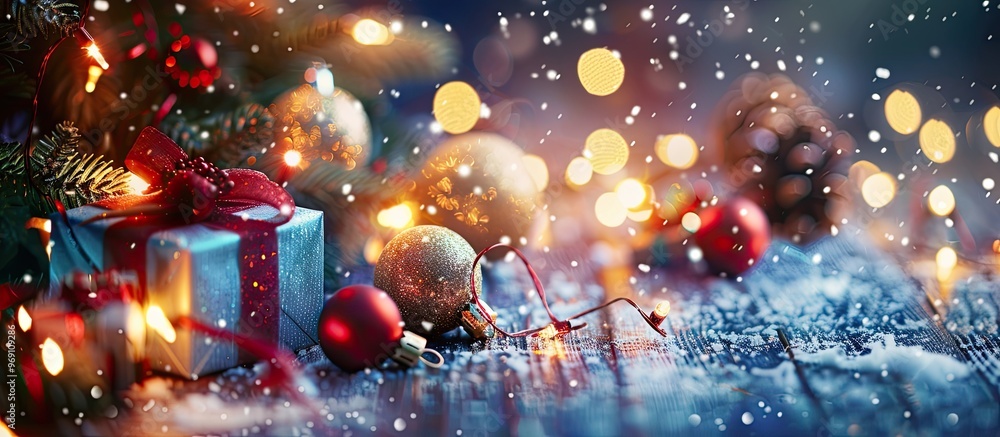 Christmas decor Christmas tree presents New Year. with copy space image. Place for adding text or design Christmas decor Christmas tree presents New Year. with copy space image. Place for adding text or design
