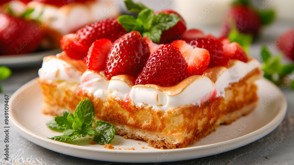 Strawberry Yogurt Topped Meringue Cake Shown Strawberry Yogurt Topped Meringue Cake Shown