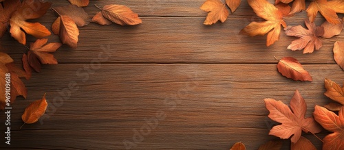 Autumn Leaves on a wooden b...