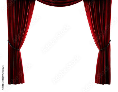 Obraz na płótnie Red Curtain window isolated with transparent background w salonie