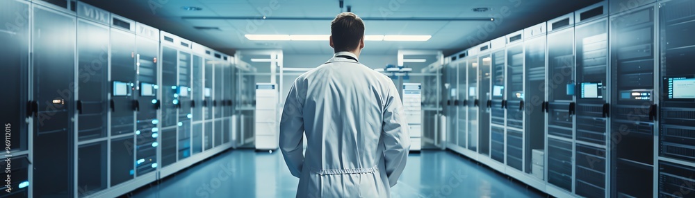 A cybersecurity specialist ensuring secure patient data storage in a hospital A cybersecurity specialist ensuring secure patient data storage in a hospital