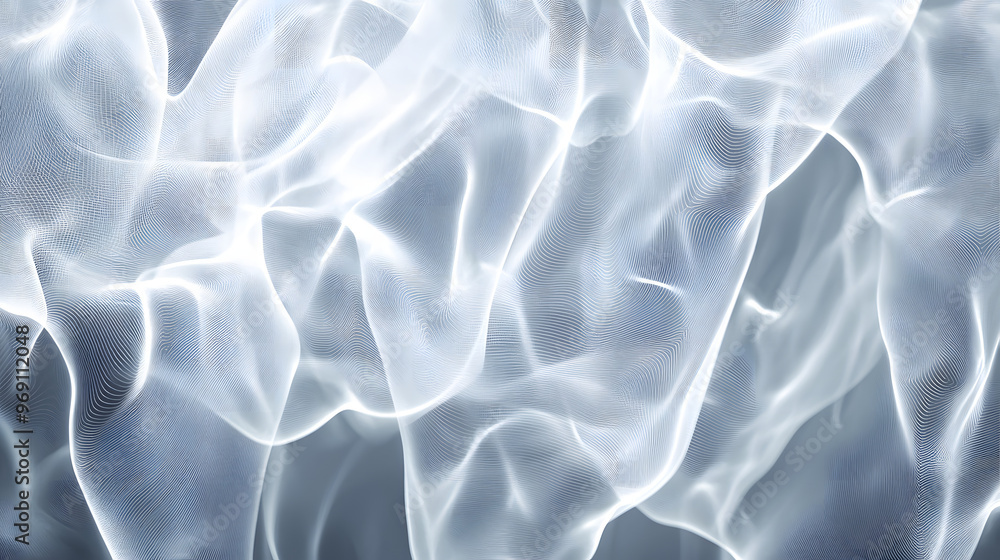 Obraz premium Sleek Futuristic Background with Translucent Geometric Patterns and Pulsating Digital Waves, Representing Advanced Data Processing and Cutting-Edge Technology