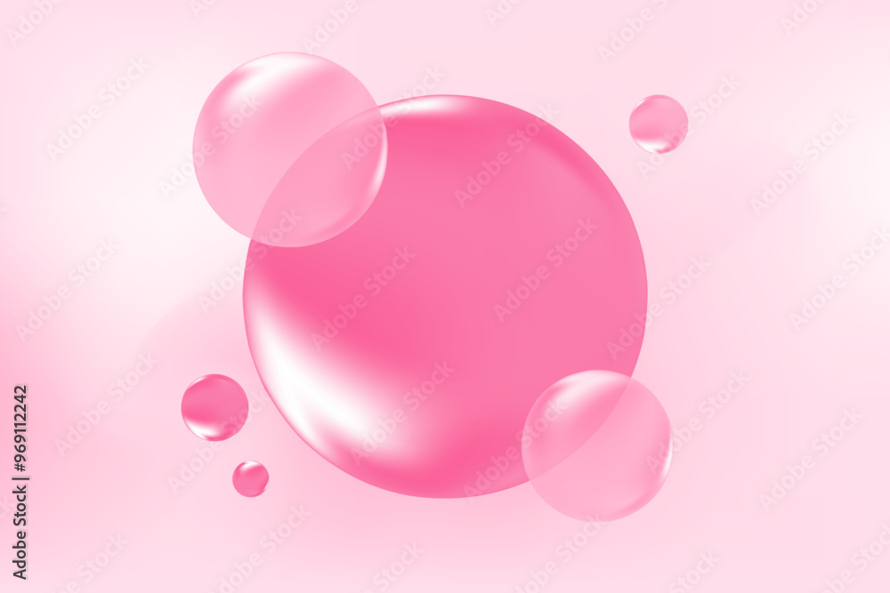 Glowing pink liquid bubbles or fluid jelly droplets isolated on transparent background. Aesthetic composition for cosmetology, beauty science, skin care molecular concept. Glowing pink liquid bubbles or fluid jelly droplets isolated on transparent background. Aesthetic composition for cosmetology, beauty science, skin care molecular concept.