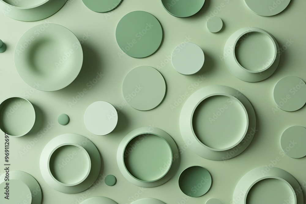 Elegant Rounded Patterns in Three-Dimensional Design on a Fresh Ground Elegant Rounded Patterns in Three-Dimensional Design on a Fresh Ground