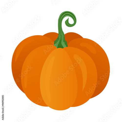 Ripe pumpkin isolated on a transparent background. Perfect for Thanksgiving, harvest holiday and Halloween. Vector illustration