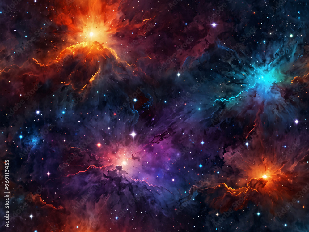 Naklejka premium a cosmic background featuring a nebula formed with gradient mesh