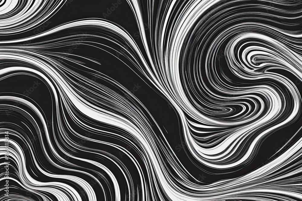 Obraz premium Dynamic Black and White Texture Swirls for Contemporary Print Designs