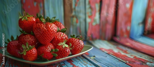 Red ripe strawberries on a ...