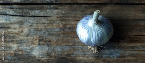 Vegan blue onion on a woode...