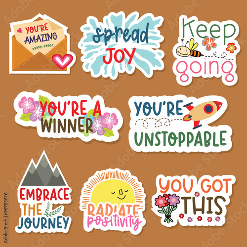 Inspirational, motivation stickers vector vol 2