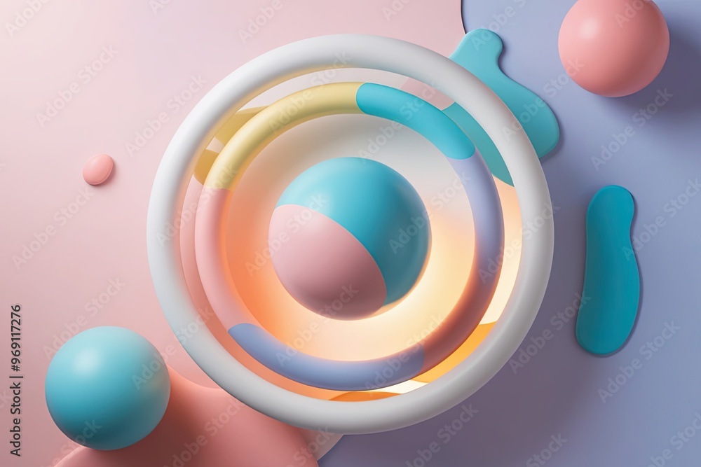 Obraz premium Playful Abstract 3D Creation with Light Manipulation and Pastel Gradients