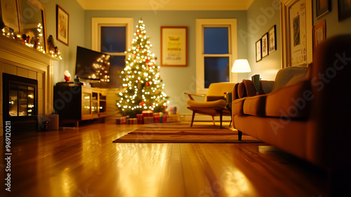 A cozy, festive living room...