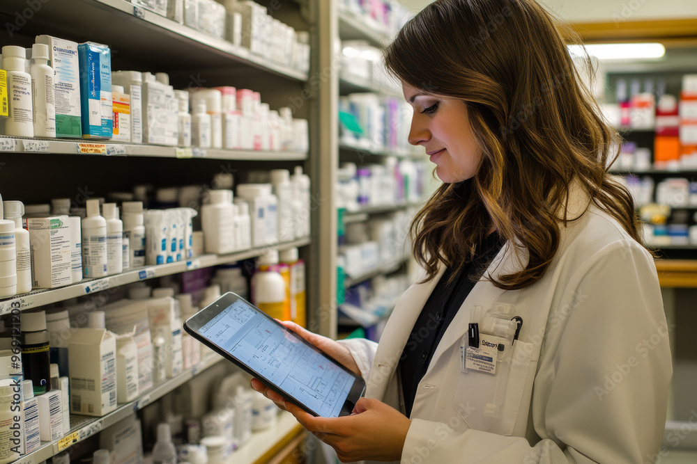 Pharmacist_checking_stock_with_tablet Pharmacist_checking_stock_with_tablet