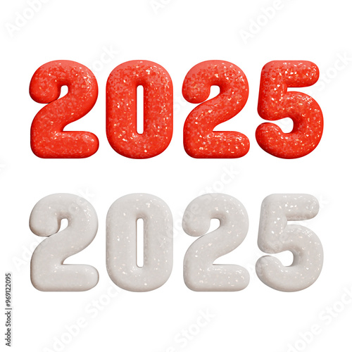 3D Glitter Text 2025 - Realistic New Year Celebration Design (Transparent Background)