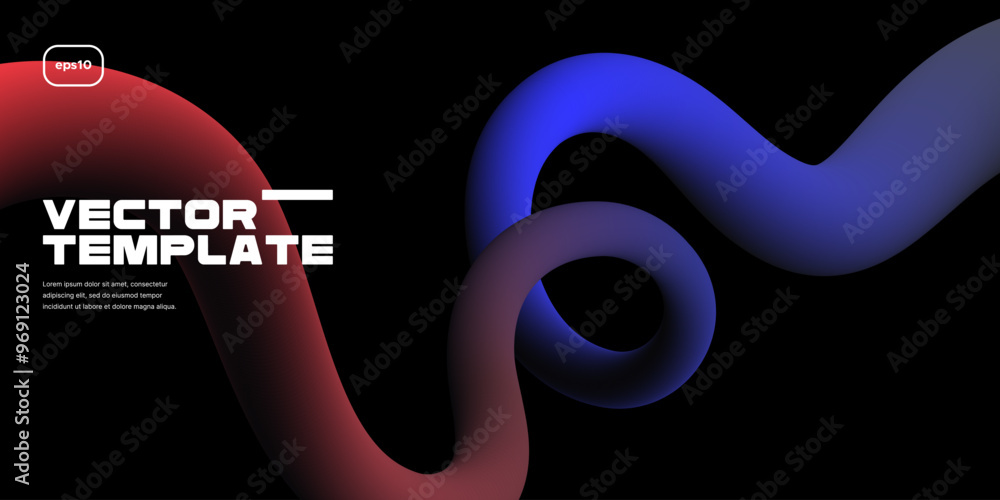 Fototapeta premium Wavy shape with dark gradient. Vector illustration.