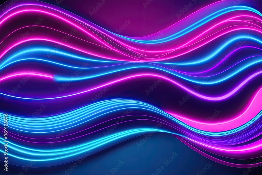 Vibrant Neon Abstract Wave Background in Electric Blue Pink and Purple Dynamic Design