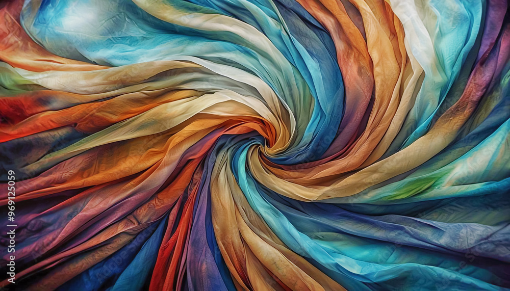 A vibrant swirl of colorful fabric A vibrant swirl of colorful fabric