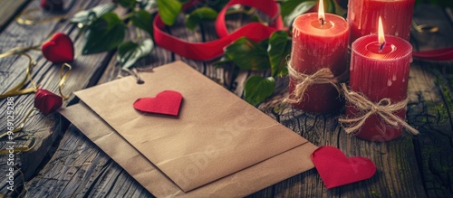 Blank letter with candles a...