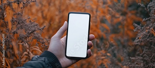 Man holding a black smartph...