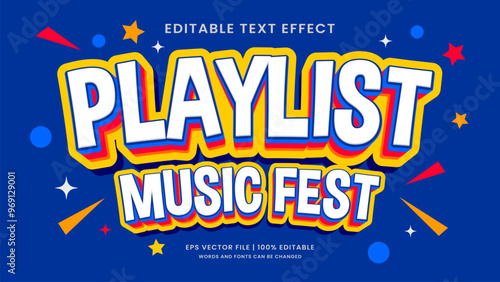 Playlist music fest 90s editable text effect vintage and retro style