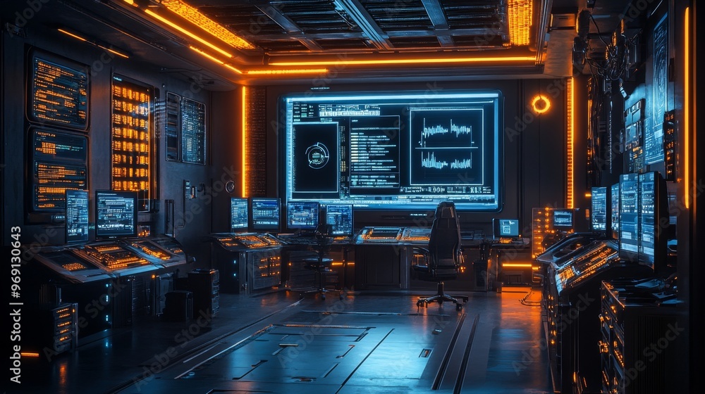Obraz premium Futuristic Control Room.