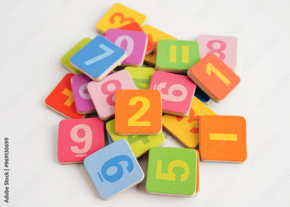 Number wood block cubes for learning Mathematic, education math concept. Number wood block cubes for learning Mathematic, education math concept.