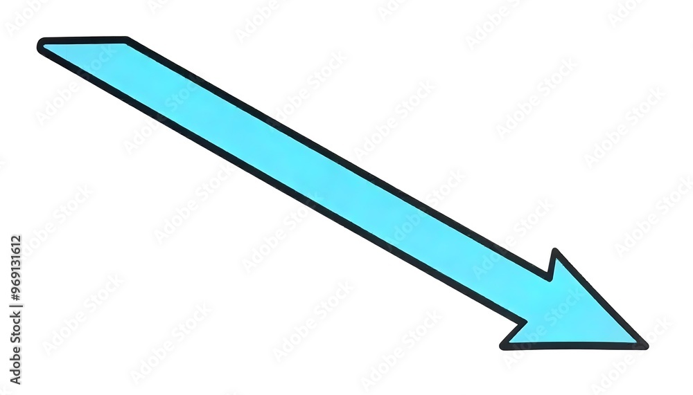 A blue arrow pointing diagonal on a plain white background A blue arrow pointing diagonal on a plain white background