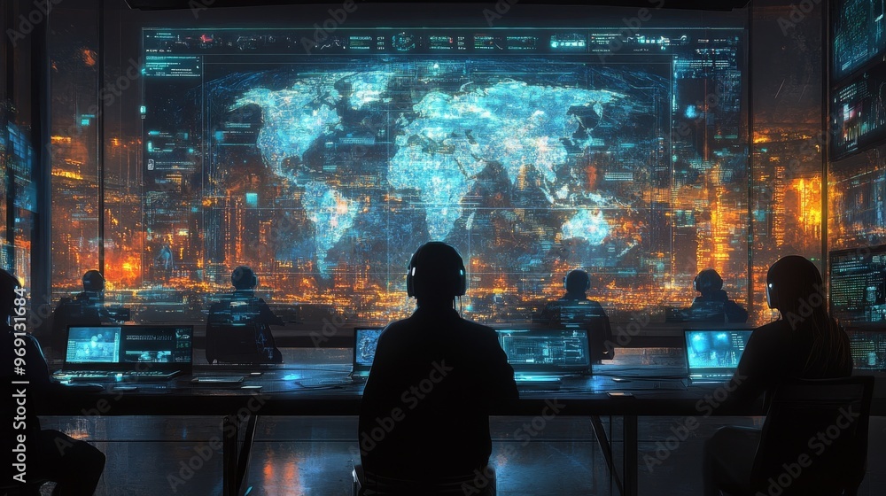Futuristic holographic classrooms where students attend from across the globe: A fully virtual classroom with students attending from different countries. Futuristic holographic classrooms where students attend from across the globe: A fully virtual classroom with students attending from different countries.