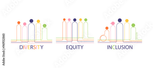 Diversity (DEI) Strategic Framework infographic presentation template with icon vector has diversity, inclusion, equity