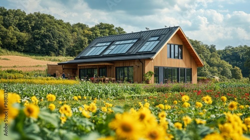 Modern House Field Flowers.