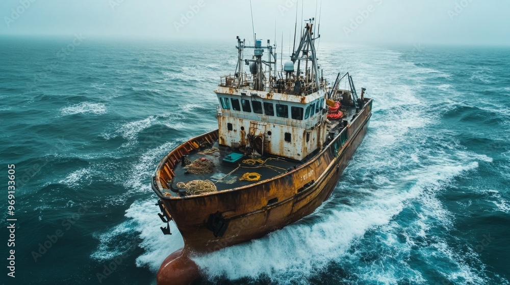 Fishing Boat on Waves. Fishing Boat on Waves.