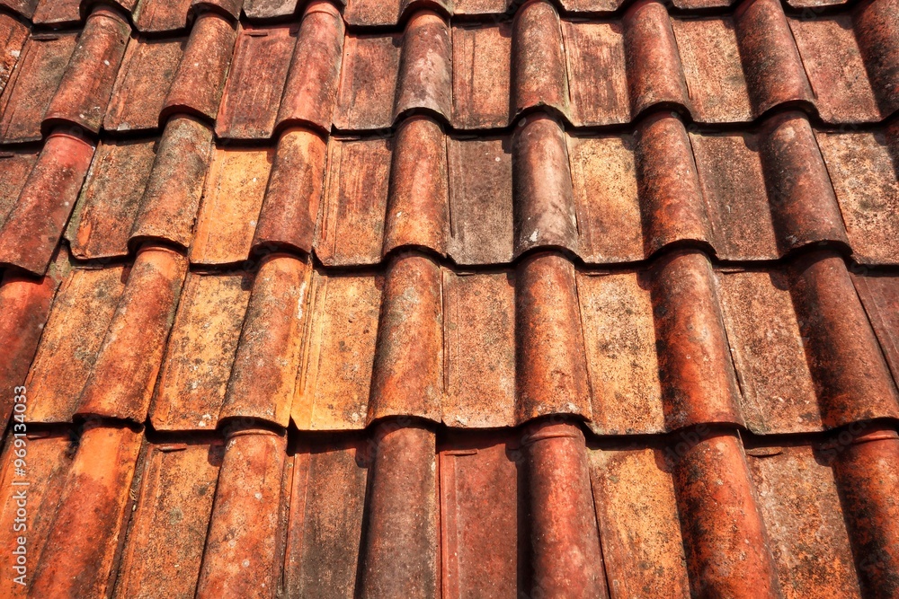 Old building red roof tile texture pattern. Old building red roof tile texture pattern.