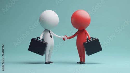 Business Partnership Handshake 3D Illustration