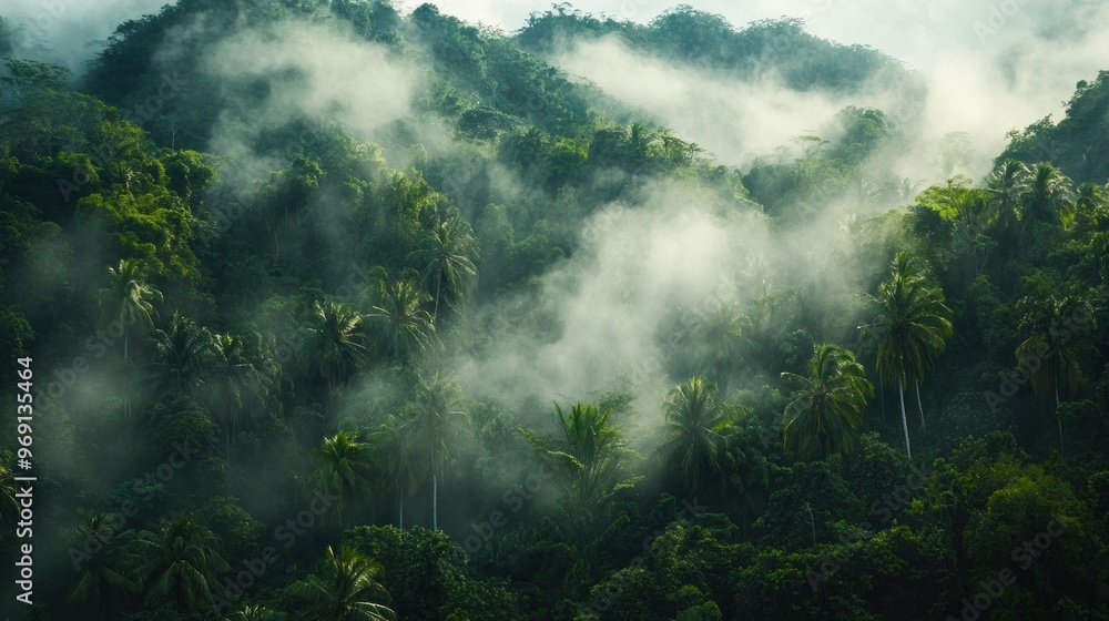 Lush green mountains enveloped in mist, showcasing the beauty of nature. Lush green mountains enveloped in mist, showcasing the beauty of nature.