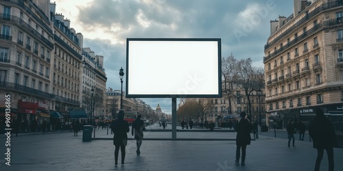 Fototapeta Naklejka Na Ścianę i Meble -  Blank billboard in a Parisian city street.