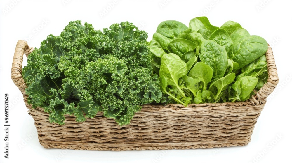 Fresh Organic Greens in Wicker Basket Healthy Produce for Vegan or Vegetarian Cooking Fresh Organic Greens in Wicker Basket Healthy Produce for Vegan or Vegetarian Cooking