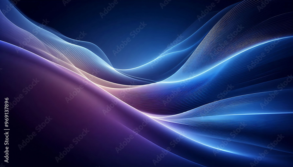 A smooth flowing abstract background featuring gradients of deep blues and purples with soft curves and light reflections creating a serene and ethereal ambiance A smooth flowing abstract background featuring gradients of deep blues and purples with soft curves and light reflections creating a serene and ethereal ambiance